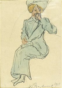 A Woman with a Hat Sitting by Theo van Doesburg Centraal Museum AB4467
