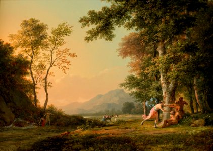 A Wooded Landscape with a Bacchic Scene by Pierre-Henri de Valenciennes