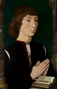 A Young Man at Prayer (by Hans Memling). Free illustration for personal and commercial use.