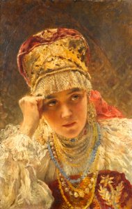 A young boyarina by Konstantin Makovsky. Free illustration for personal and commercial use.