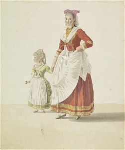 A Young Woman (Rosalina Scala) with her Daughter, in Traditional Neapolitan Dress - G. B. Lusieri