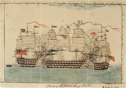 A. C. Kahl, linjeskeppet Tapperheten utanför Plymouth, Sjöhistoriska museet SB 537