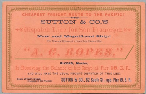 A. G. ROPES Clipper ship sailing card HN000350aA. Free illustration for personal and commercial use.