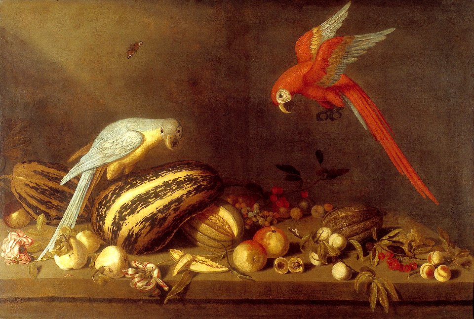 A. II Bosschaert - Stilleven met vruchten, bloemen en twee kaketoes - NK1828 - Cultural Heritage Agency of the Netherlands Art Collection