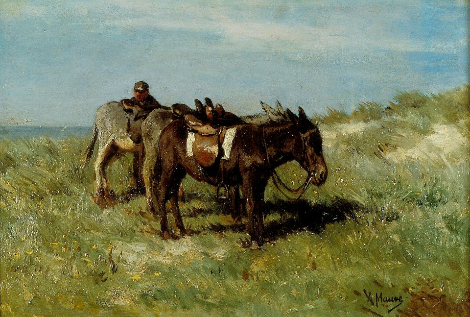 A. Mauve - Ezels in de duinen bij Katwijk aan Zee - AB9296 - Cultural Heritage Agency of the Netherlands Art Collection