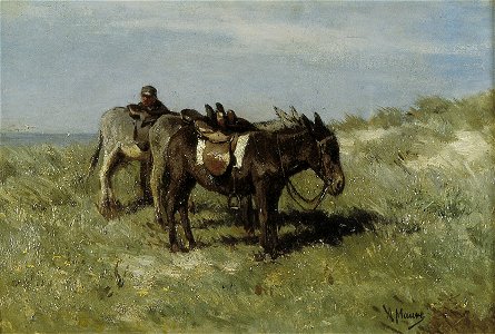 A. Mauve - Ezels in de duinen bij Katwijk aan Zee - AB9296 - Cultural Heritage Agency of the Netherlands Art Collection