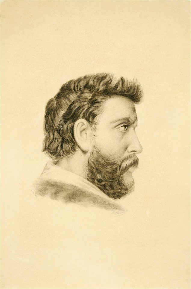 A. Peixoto - Cabeça de homem barbudo de perfil