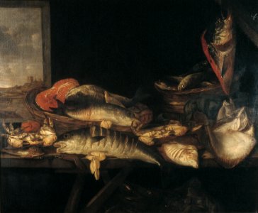 A. van Beyeren - Stilleven met vissen en krabben op schragentafel - NK2780 - Cultural Heritage Agency of the Netherlands Art Collection