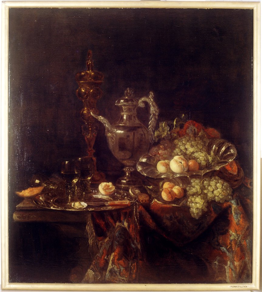 A. van Beyeren - Stilleven met vergulde bokaal, kan, schotel en andere voorwerpen - NK2506 - Cultural Heritage Agency of the Netherlands Art Collection