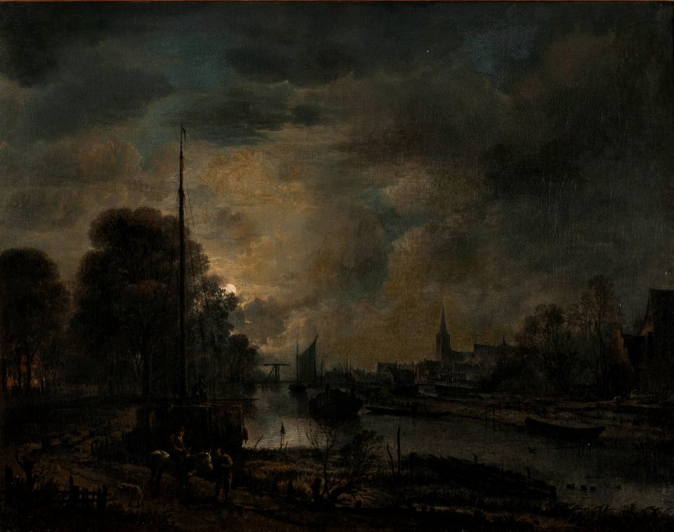 A. van der Neer - Boten op een rivier bij maanlicht - E953 - Cultural Heritage Agency of the Netherlands Art Collection