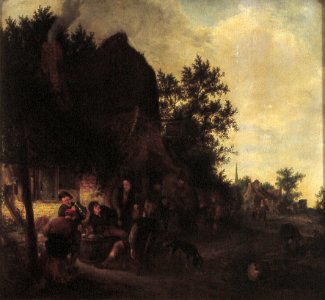 A. van Ostade - Drinkende boeren voor een herberg - NK2496 - Frans Hals Museum