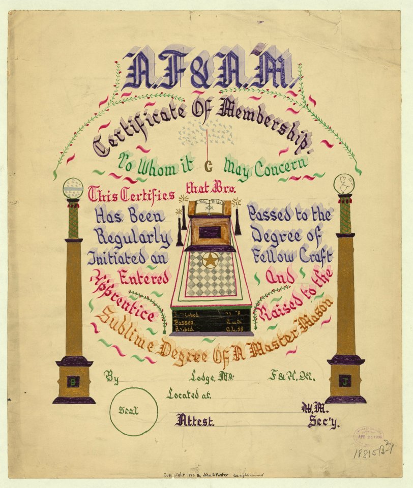 A.F. & A.M. certificate of membership LCCN2004662240