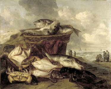 A. van Beyeren - Stilleven met vis en twee manden op het strand - NK2507 - Delft Municipal Museums