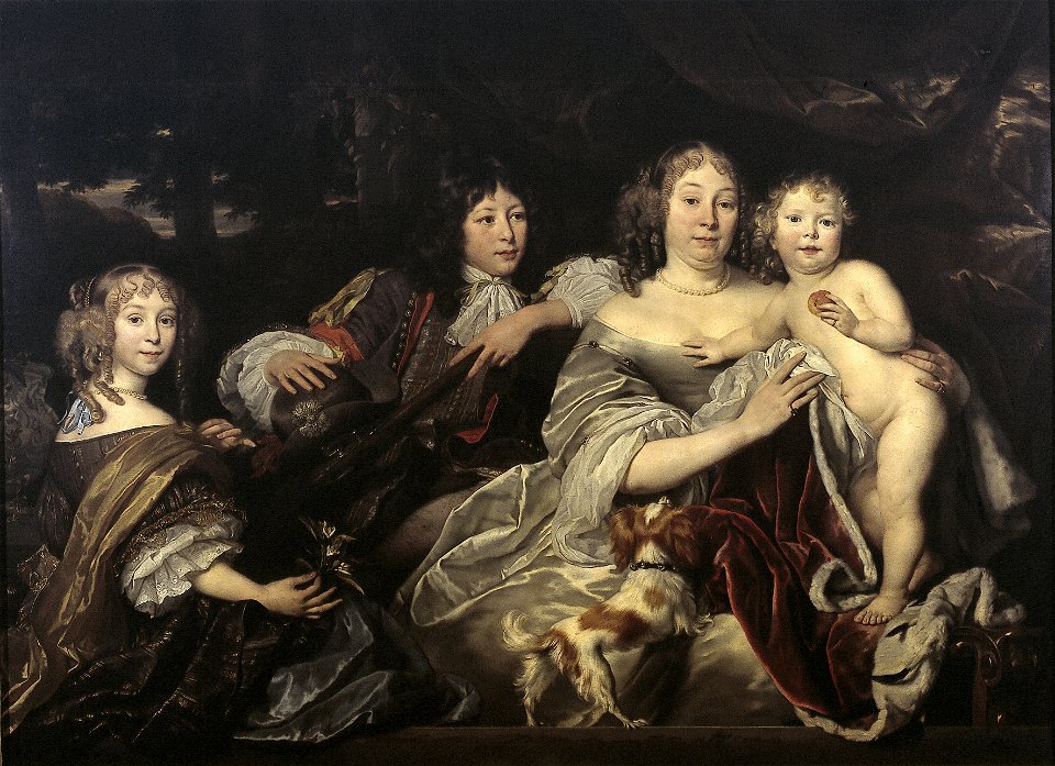 A.L. van den Tempel - Albertine Agnes (1634-1696), Prinses van Oranje, met haar drie kinderen, Amalia (1655-1695), Prinses - NK2609 - Cultural Heritage Agency of the Netherlands Art Collection