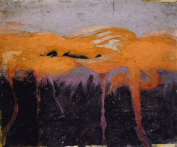 Abbott Handerson Thayer - Red Flamingoes, study for book Concealing Coloration in the Animal Kingdom - 1950.2.5 - Smithsonian American Art Museum