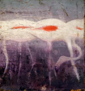 Abbott Handerson Thayer - White Flamingoes, study for book Concealing Coloration in the Animal Kingdom - 1950.2.6 - Smithsonian American Art Museum