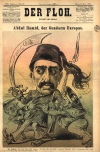 Abdul Hamid, der Gendarm Europas - Der Floh, 2. Juli 1882. Free illustration for personal and commercial use.