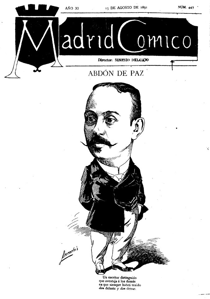 Abdón de Paz, de Mecachis, Madrid Cómico, 15 de agosto de 1891