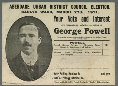Aberdare Urban District Council Election Gadlys Ward, March 27th, 1911 (5449675)