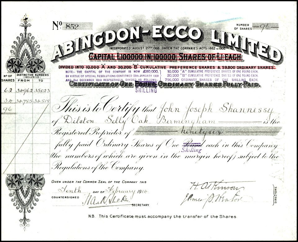 Abingdon-Ecco 1914