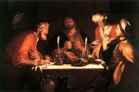 Abraham Bloemaert - The Emmaus Disciples - WGA02276. Free illustration for personal and commercial use.