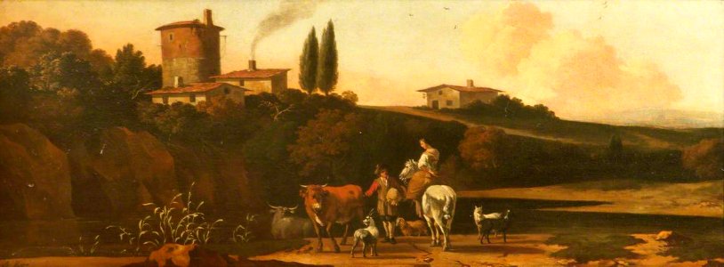 Abraham Begeyn (1637-1638-1697) - Landscape with a Woman on a Horse, Cattle and Dogs - 1140176 - National Trust
