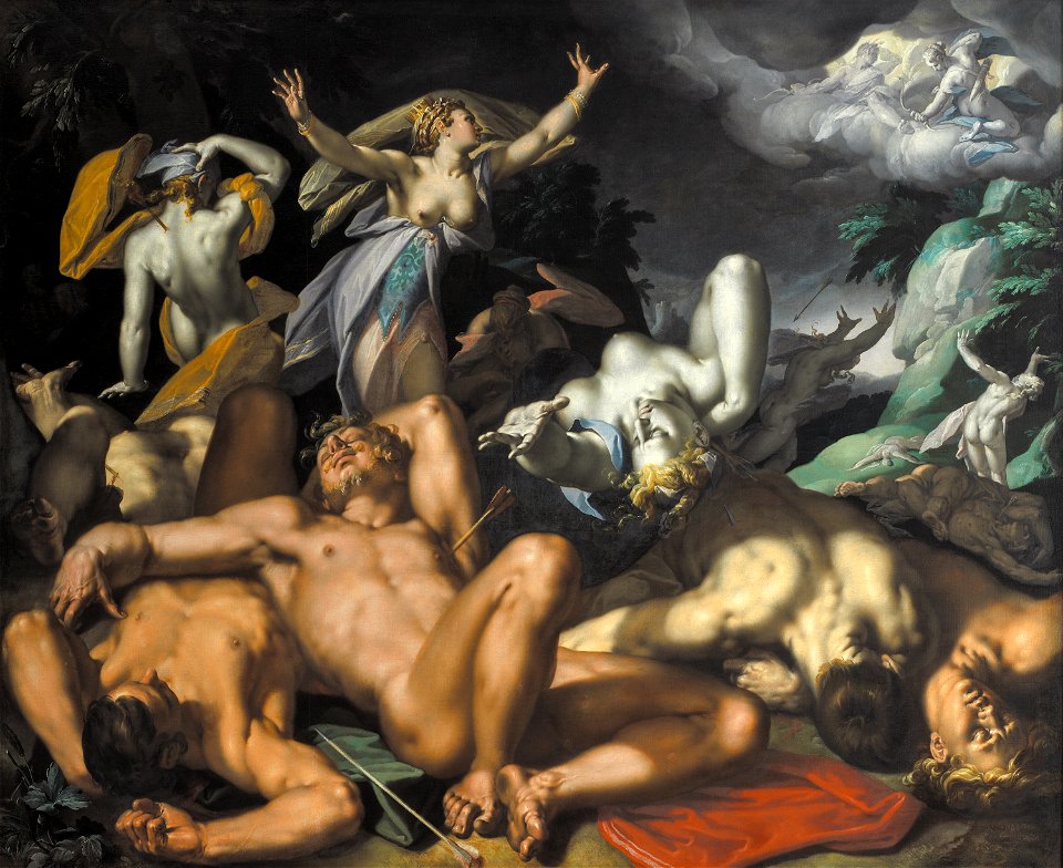 Abraham Blomaert, Apollon og Diana straffer Niobe ved at dræbe hendes børn (KMSsp342)