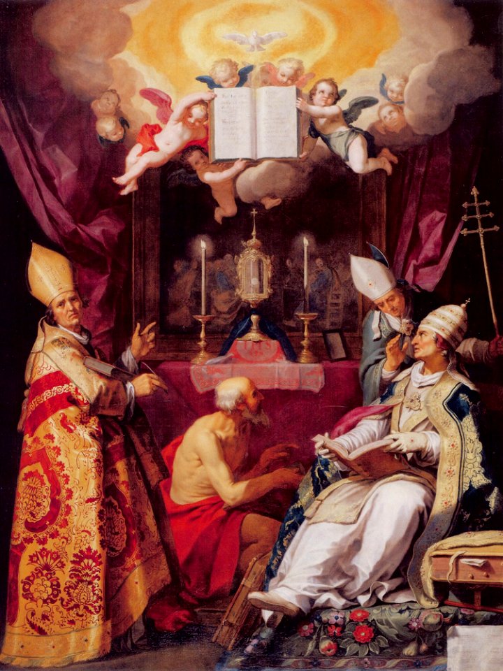Abraham Bloemaert - De vier Latijnse Kerkvaders verheerlijken de Eucharistie - RMCC s331 - Museum Catharijneconvent