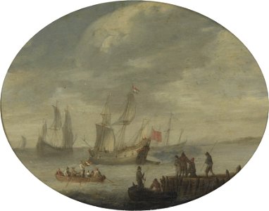 Abraham de Verwer - Armed Merchantmen off the Dutch Coast Preparing to Set Sail - Google Art Project