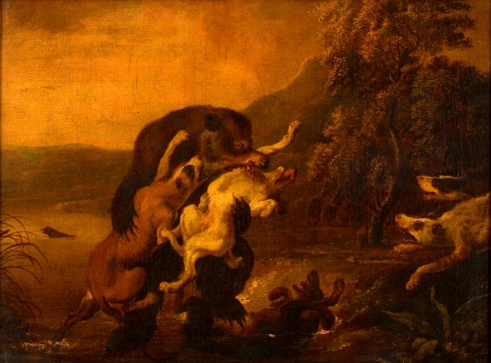 Abraham Hondius - Beer door honden aangevallen - 0546 - Rijksmuseum Twenthe