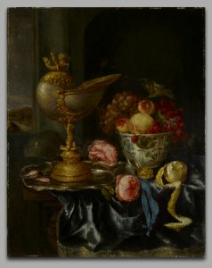 Abraham Hendricksz. van Beyeren - Banquet Still Life with Nautilus Cup - ILE1981.9.7 - Yale University Art Gallery. Free illustration for personal and commercial use.