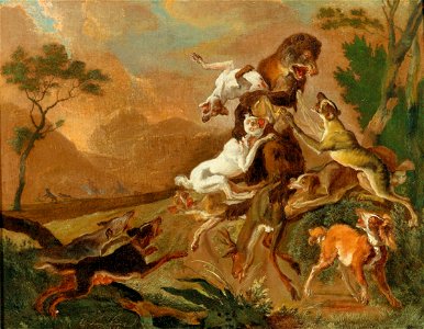 Abraham Hondius - Hounds attacking a bear