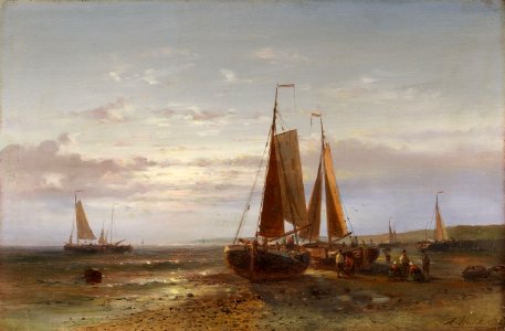 Abraham Hulk Küstenlandschaft mit Segelschiffen