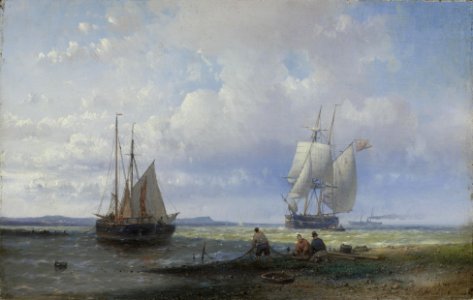 Abraham Hulk, Snr - Fishermen mending their nets on the beach