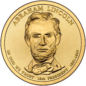 Abraham Lincoln $1 Presidential Coin obverse sketch. Free illustration for personal and commercial use.