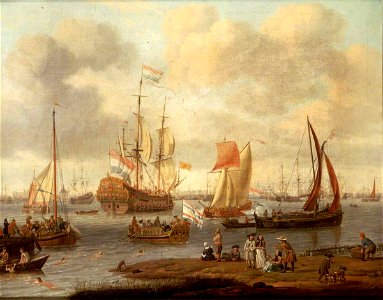 Abraham Jansz. Storck (1644-1708) - Shipping off Amsterdam - BHC0925 - Royal Museums Greenwich