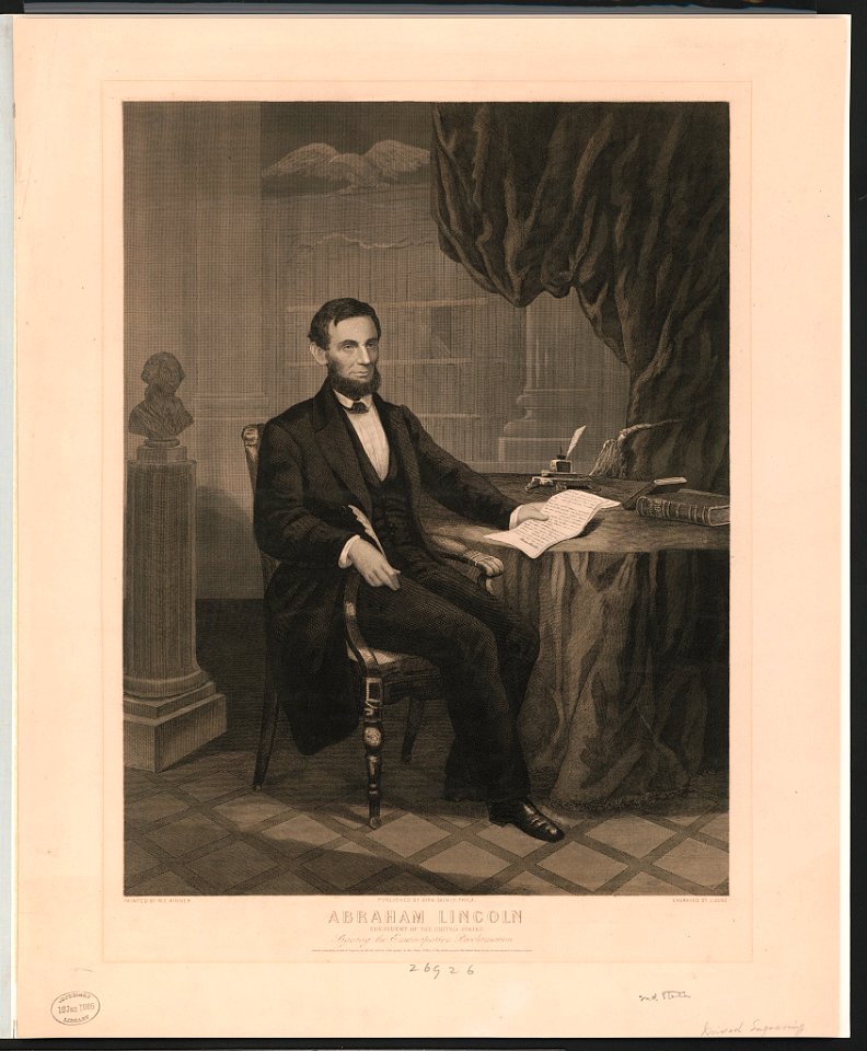 Abraham Lincoln President of the United States signing the Emancipation Proclamation - painted by W.E. Winner ; engraved by J. Serz. LCCN2015647807