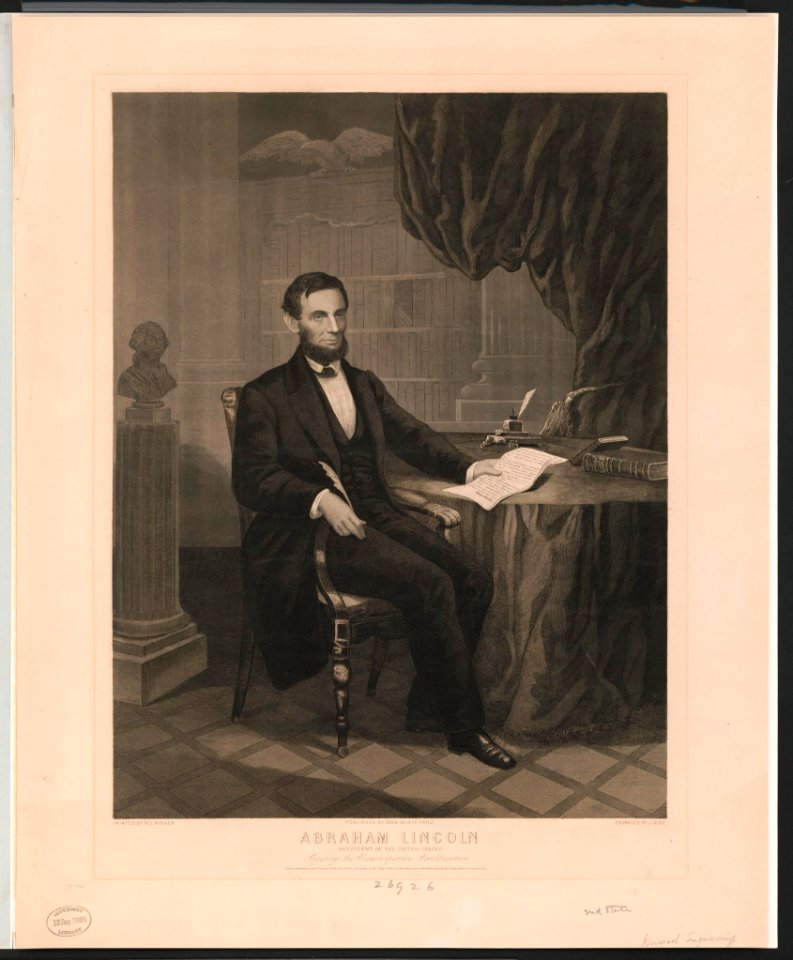 Abraham Lincoln President of the United States signing the Emancipation Proclamation - painted by W.E. Winner ; engraved by J. Serz. LCCN2015647807