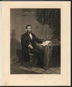 Abraham Lincoln President of the United States signing the Emancipation Proclamation - painted by W.E. Winner ; engraved by J. Serz. LCCN2015647807. Free illustration for personal and commercial use.