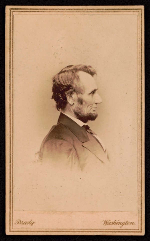 Abraham Lincoln) - Brady, Washington; Brady's National Photographic Portrait Galleries No. 352 Pennsylvania Av. Washington, D.C.; Broadway & Tenth St. New York LCCN2017659616