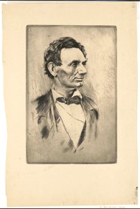 Abraham Lincoln, bust portrait, without beard, facing right LCCN2008680913