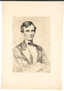 Abraham Lincoln, half-length portrait, facing front, arms folded across chest, seated in chair LCCN2017651504