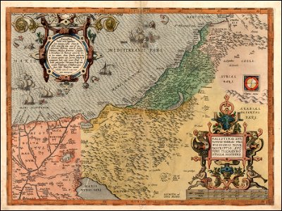 Abraham Ortelius. Palestinae Sive Totius Terrae Promissionis Nova Descriptio Auctore Tilemanno Stella Sigenens. 1572