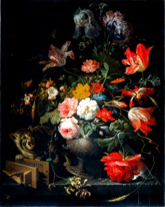 Abraham Mignon - Bouquet with cat and mousetrap (15714605337)