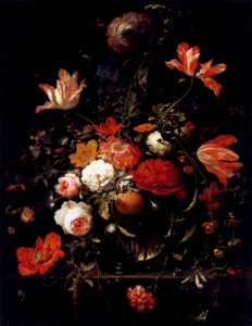 Abraham Mignon - A Glass of Flowers and an Orange Twig - WGA15669