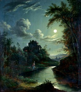 Abraham Pether A Landscape and River Scene