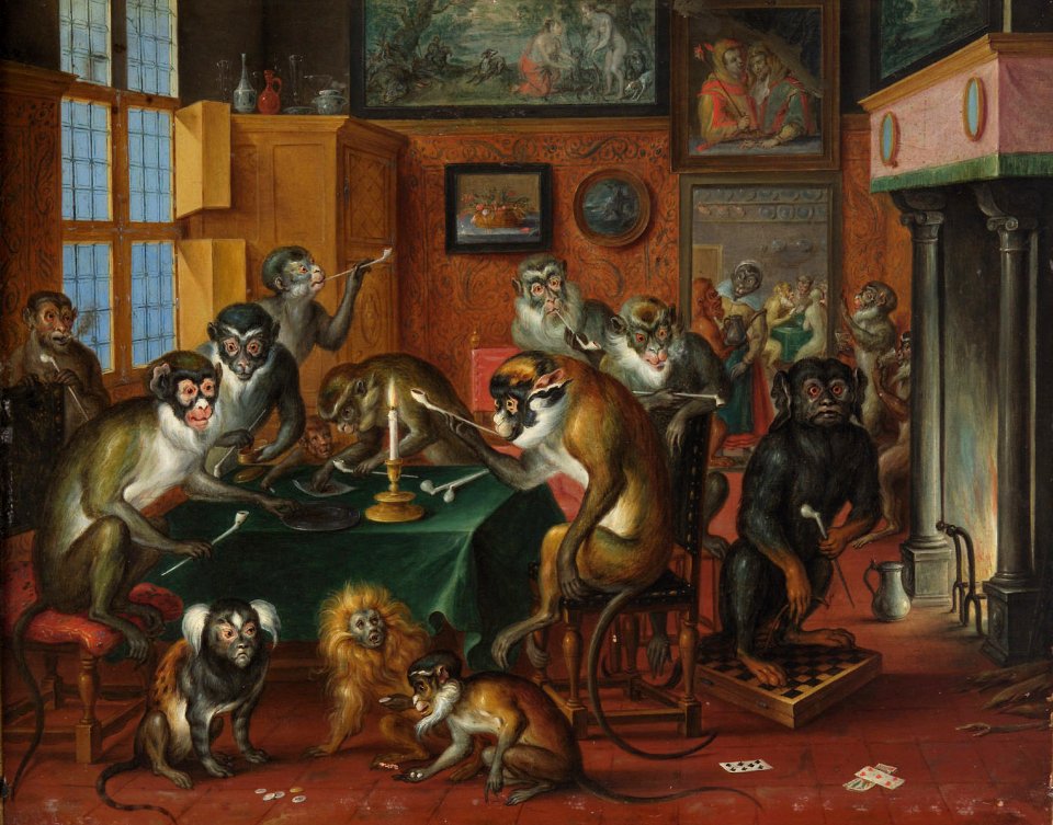 Abraham Teniers - Tabakskollegium von Affen - GG 1784 - Kunsthistorisches Museum