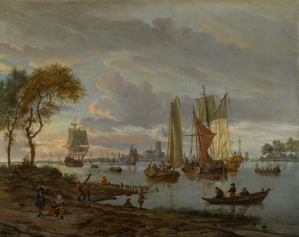 Abraham Storck - Een rivierzicht
