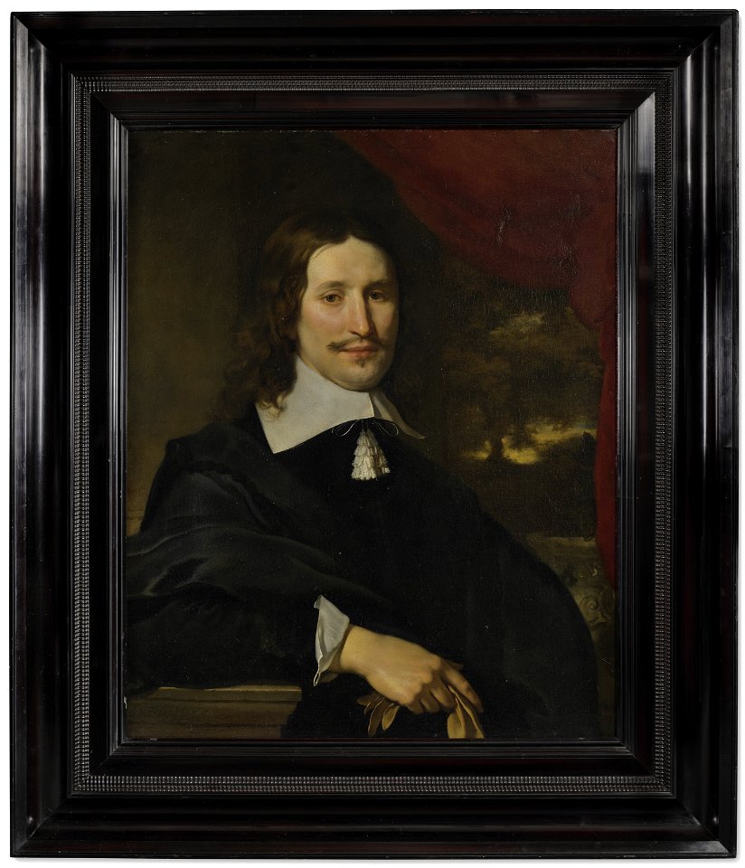 Abraham van den tempel portrait of a gentleman holding gloves half-len074238)
