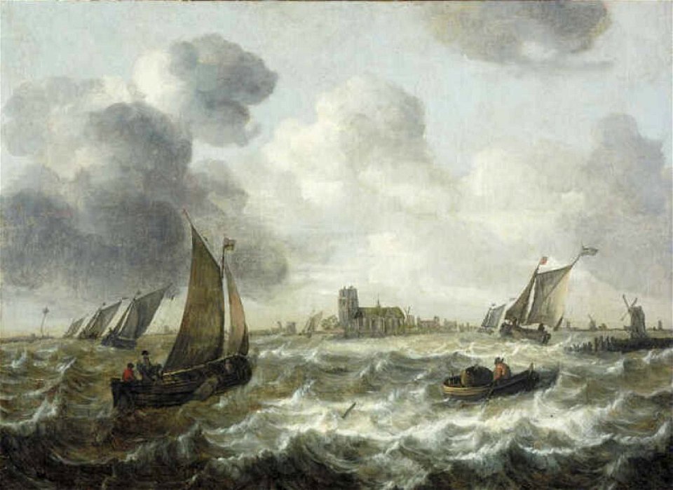 Abraham van Beijeren - Riviergezicht met Dordrecht in het verschiet - 1049 (OK) - Museum Boijmans Van Beuningen